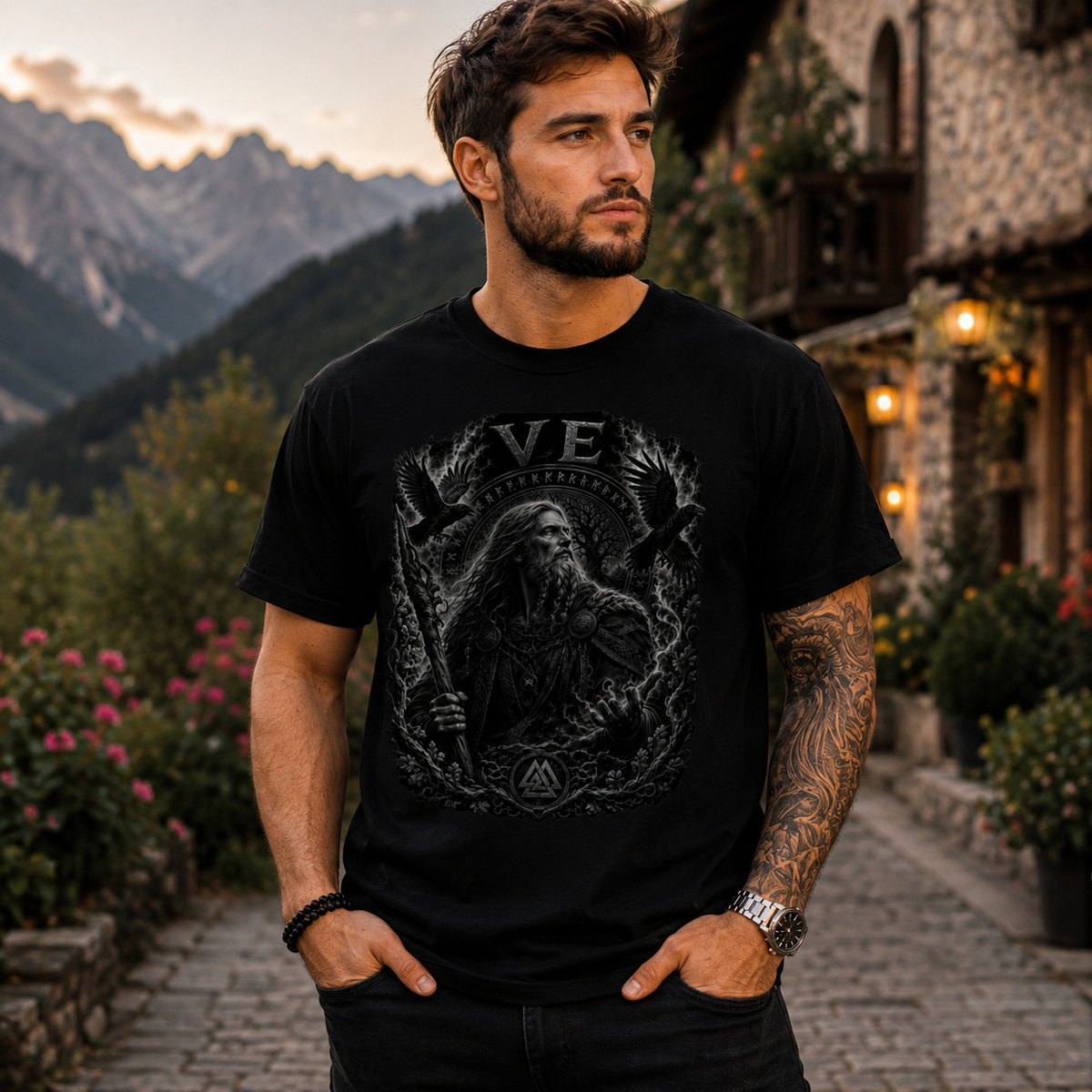 Herren T-Shirt Ve Mächtige Rune und mystische Energie