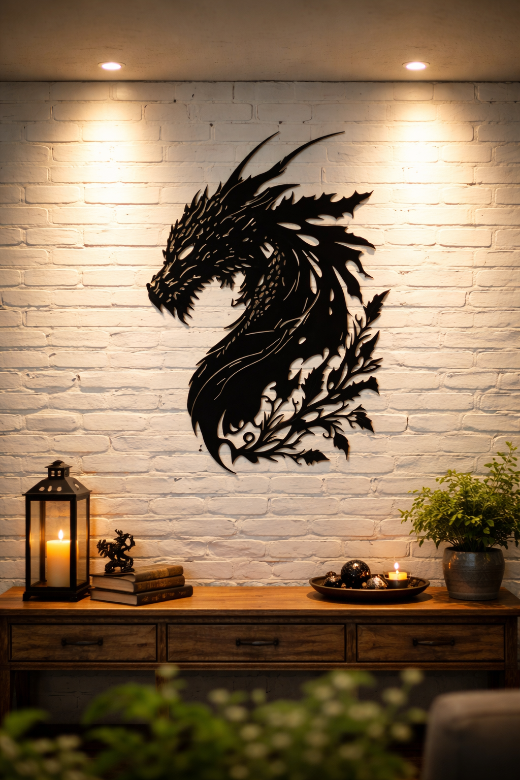 Wanddekoration „Drachenkopf“ aus Metall