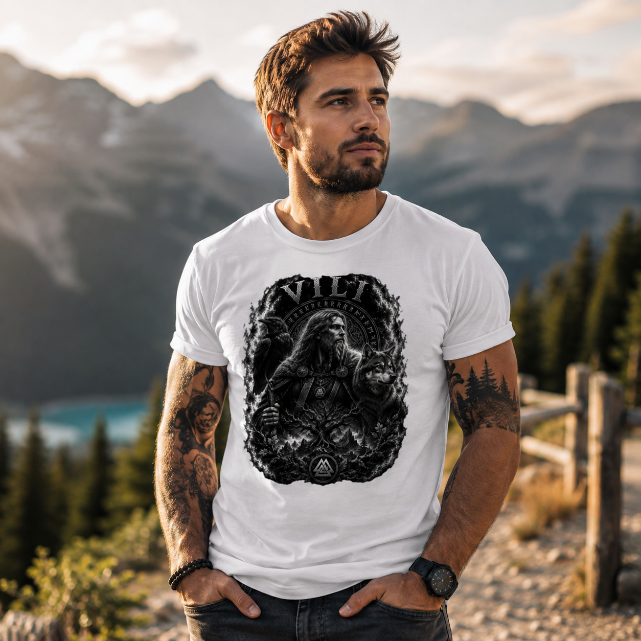 Herren T-Shirt VILI im mystischen Nebel