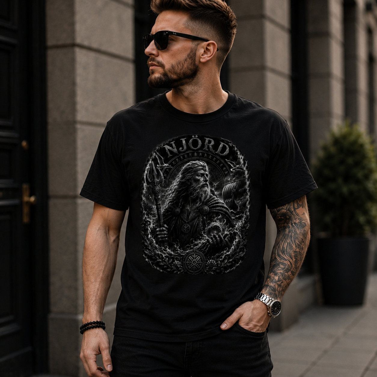 Herren T-Shirt Njörd, Gott des Meeres