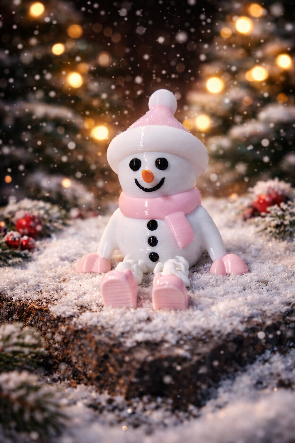 3D-Druck Schneemann mit beweglichen Beinen – Winterliche Dekoration