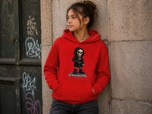 Kids Basic Hoodie Ich mach mein Ding Skelett Teenager Girl
