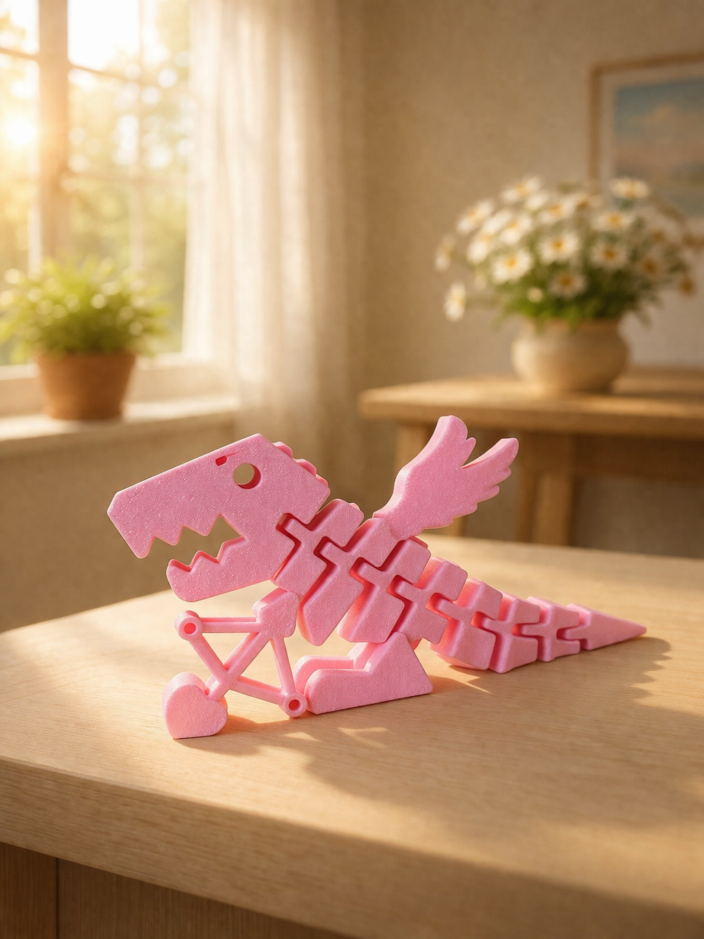 3D-gedruckter Dino mit Herz – Flexi-Dino