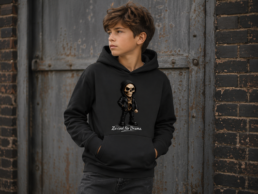 Kids Basic Hoodie Zu cool für Drama Skelett Teenager
