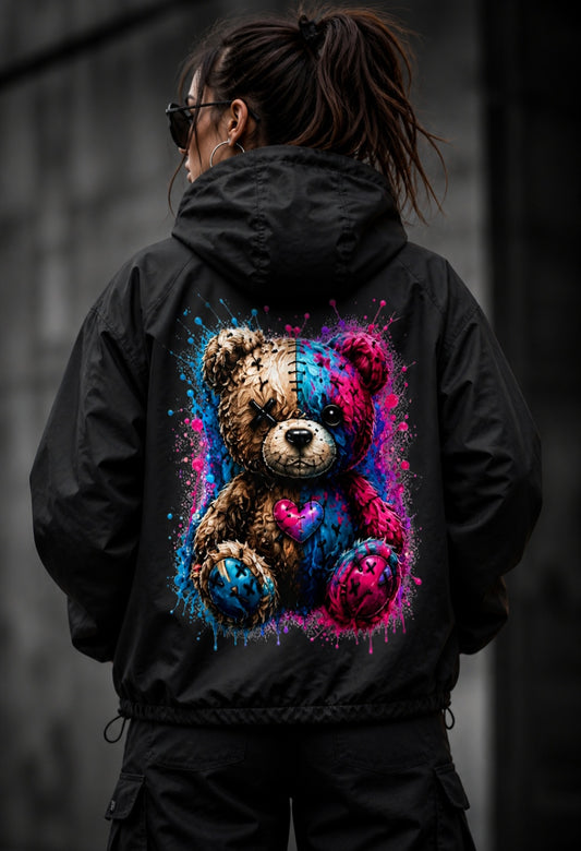 Windbreaker Gekritzeltes Teddy mit Farbspritzern
