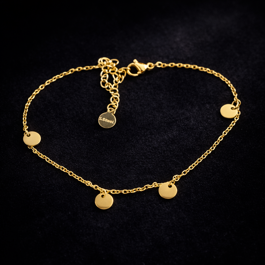 Edelstahl Halskette Gold mit Plättchen-Anhängern