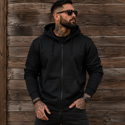 Herren Zipper Hoodie Vikinger Schädelsymbol mit Äxten