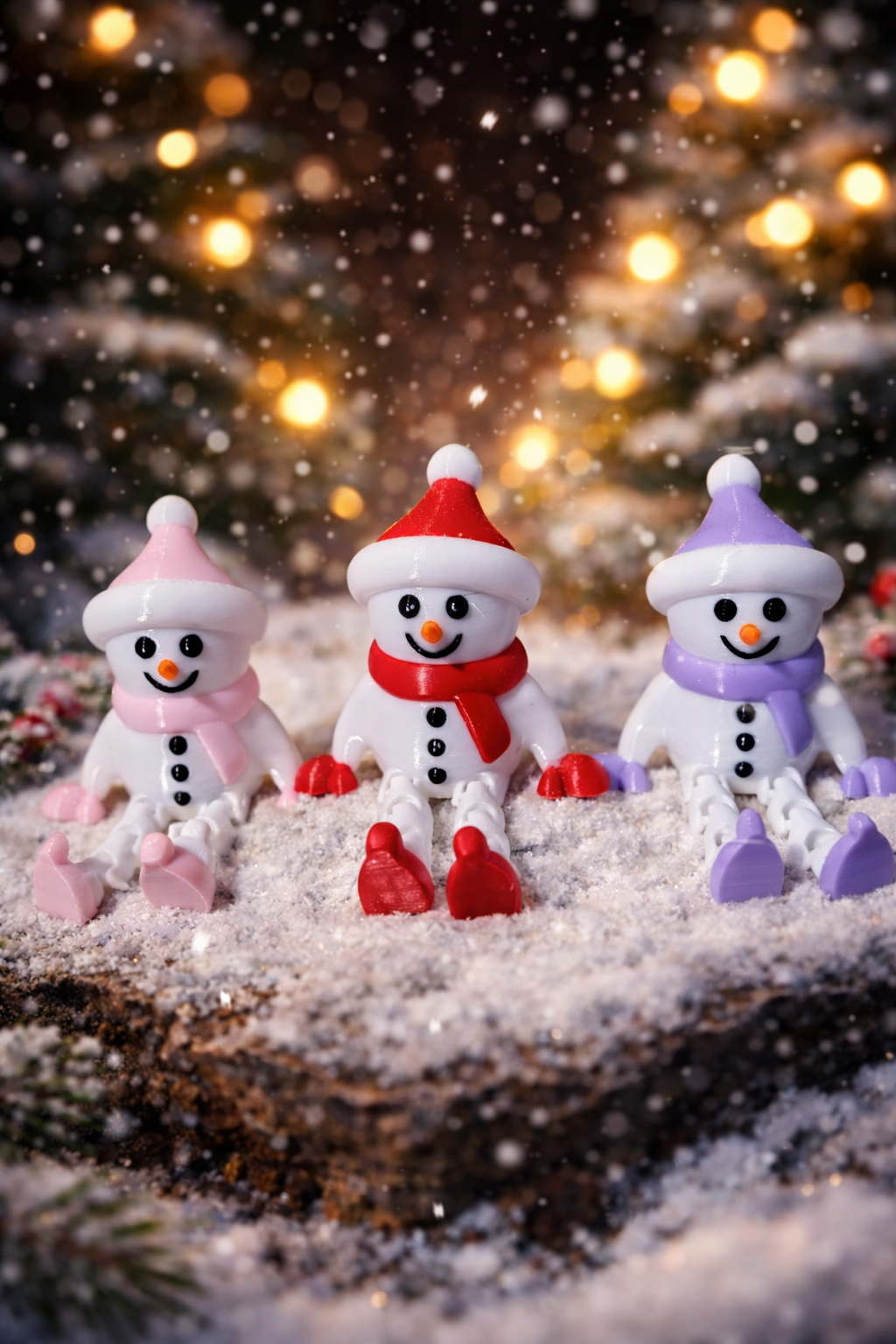3D-Druck Schneemann mit beweglichen Beinen – Winterliche Dekoration
