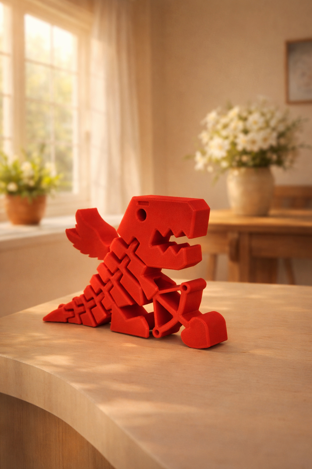 3D-gedruckter Dino mit Herz – Flexi-Dino