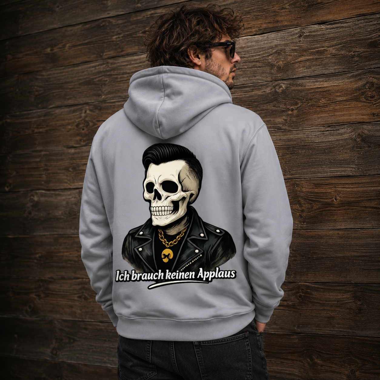 Herren Zipper Hoodie Ich brauche keinen Applaus Schädel Mann