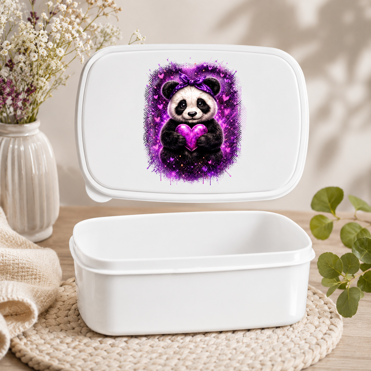 Lunchbox Kuscheliger Panda mit leuchtendem Herz