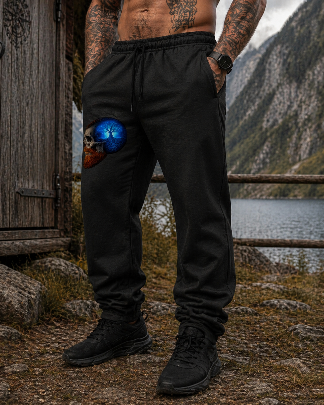 Oversize Sweatpants Leuchtender Baum im Schädelinneren blau