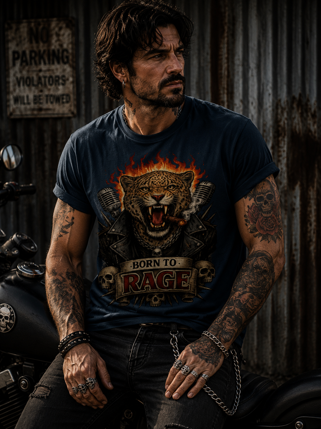 Herren T-Shirt Leopard Born To RAGE