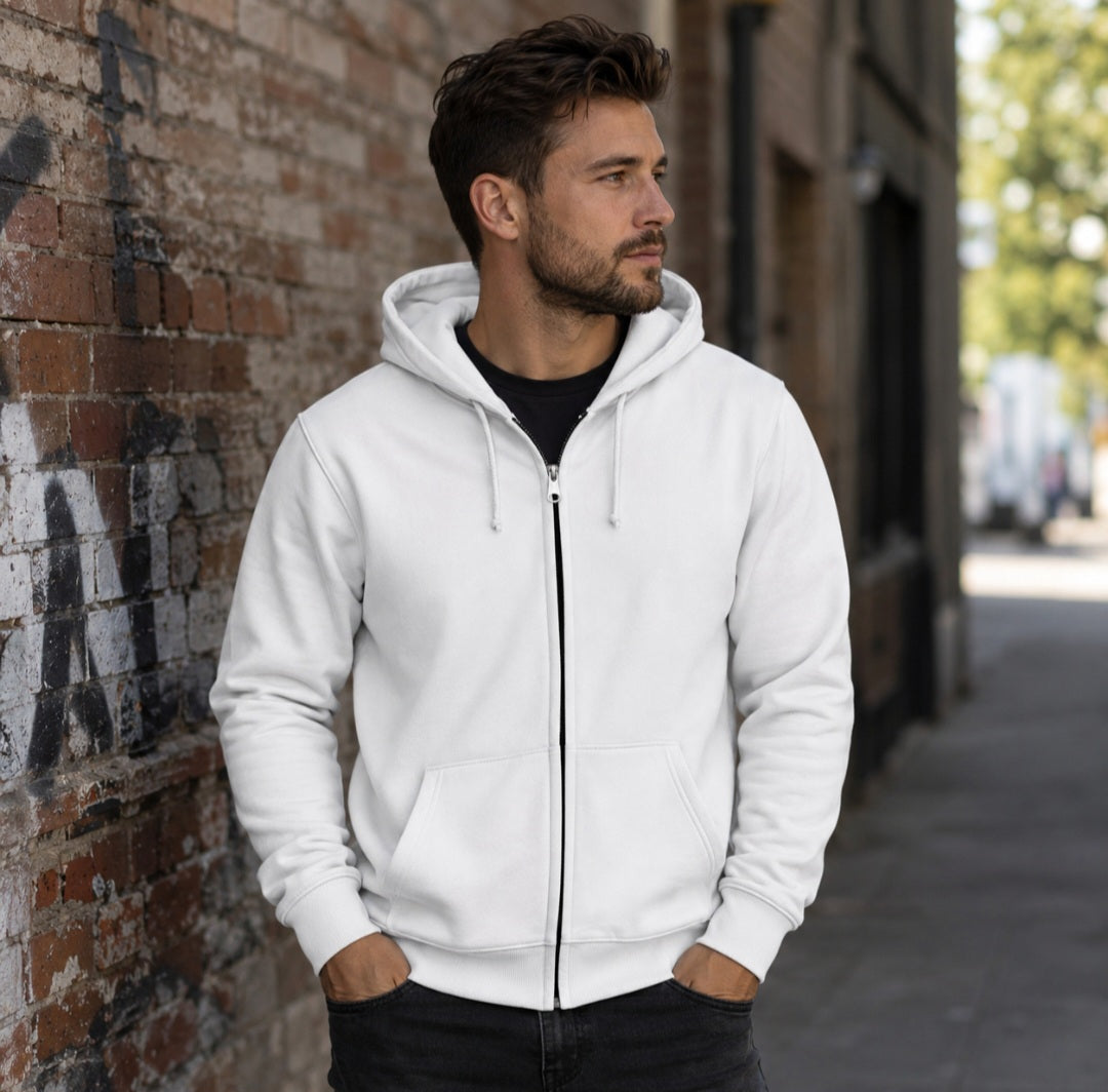 Unisex Zipper Hoodie Kämpfender Kauz im schwarzen Grunge-Stil