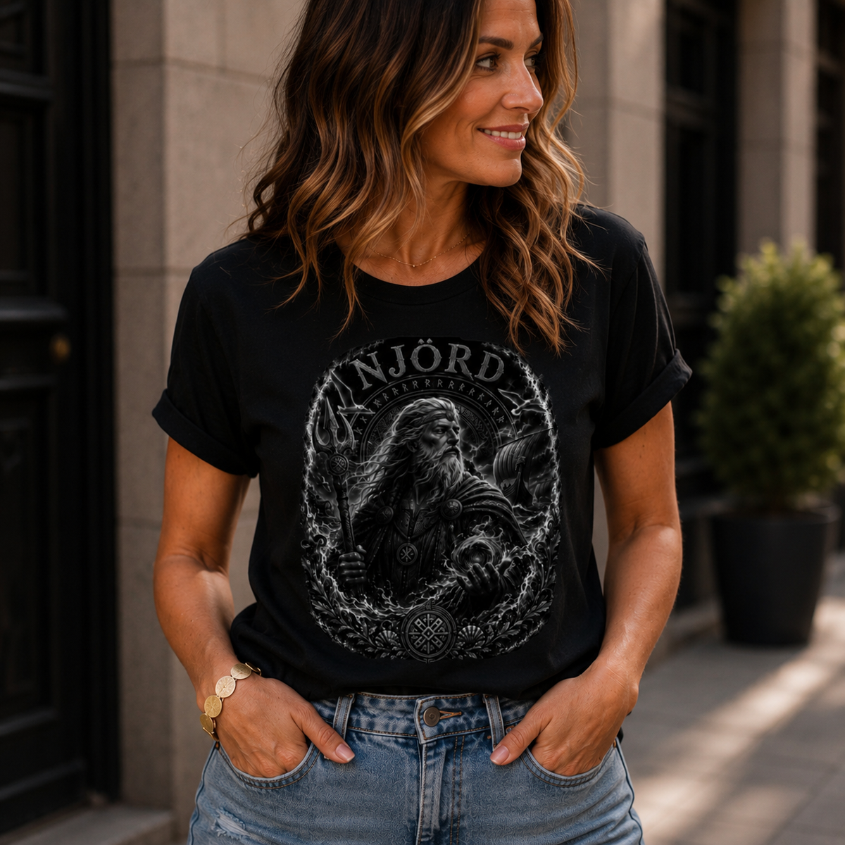 Damen T-Shirt Njörd, Gott des Meeres