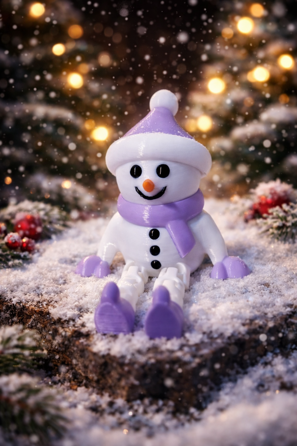 3D-Druck Schneemann mit beweglichen Beinen – Winterliche Dekoration